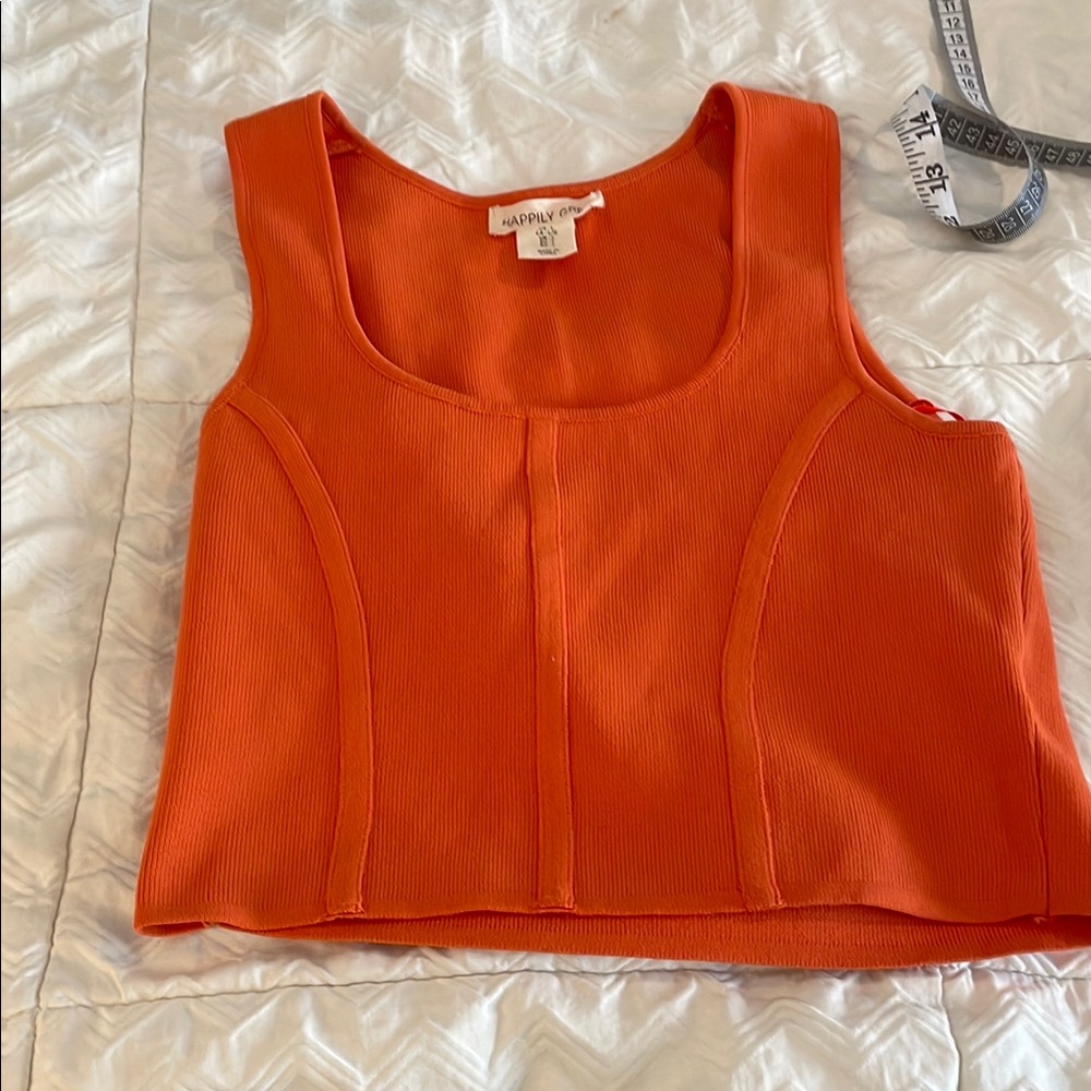 Hapari Orange Fitted Bustier Tank Top